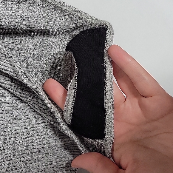 Out From Under Gray Ribbed Knit Long Sleeve Off the Shoulder Bodysuit - Picture 4 of 7